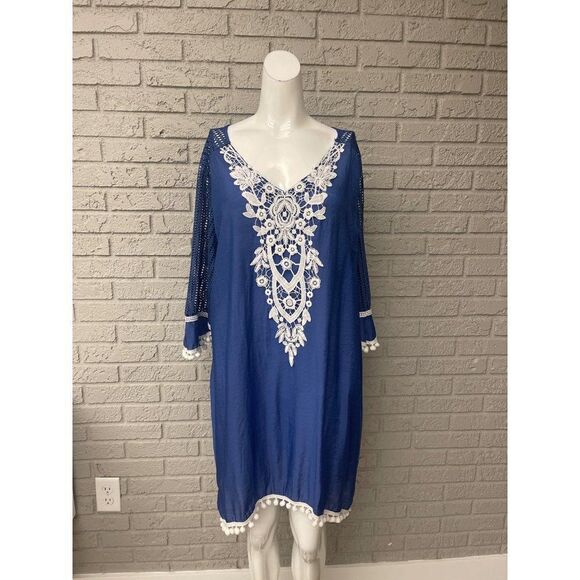 Embroidered PomPom House Dress Size 2XL - Picture 1 of 8